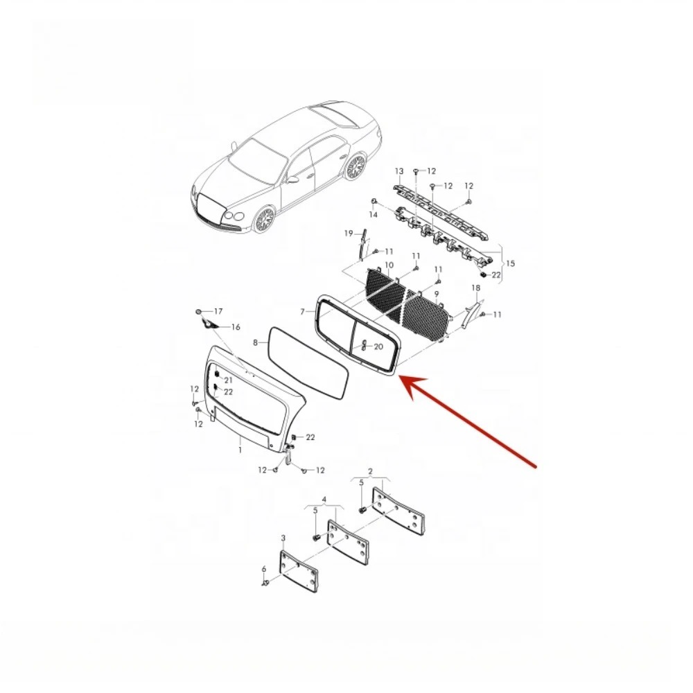 OEM 4W0853667 Radiator Grille Trim bar (chrome) for Flying Spur (2013+)